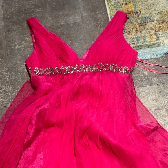 Fuchsia V-neck , A-Line Nika by Niki Kapoor dress - Picture 1 of 6